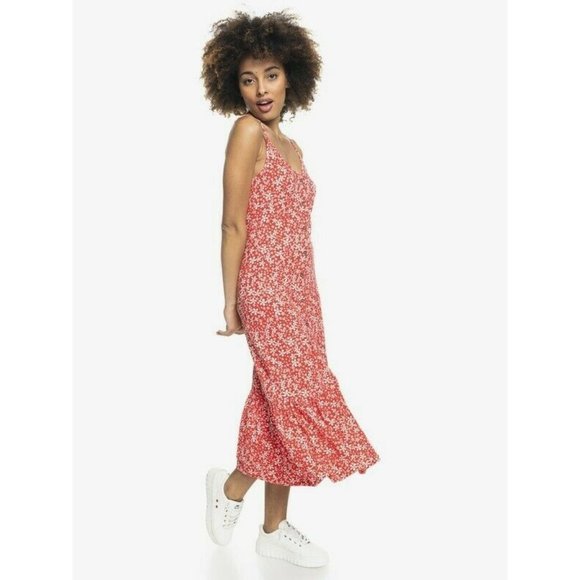 Roxy Women's Size M Red Floral Print Sleeveless Long Maxi Dress, NWT - Picture 3 of 10